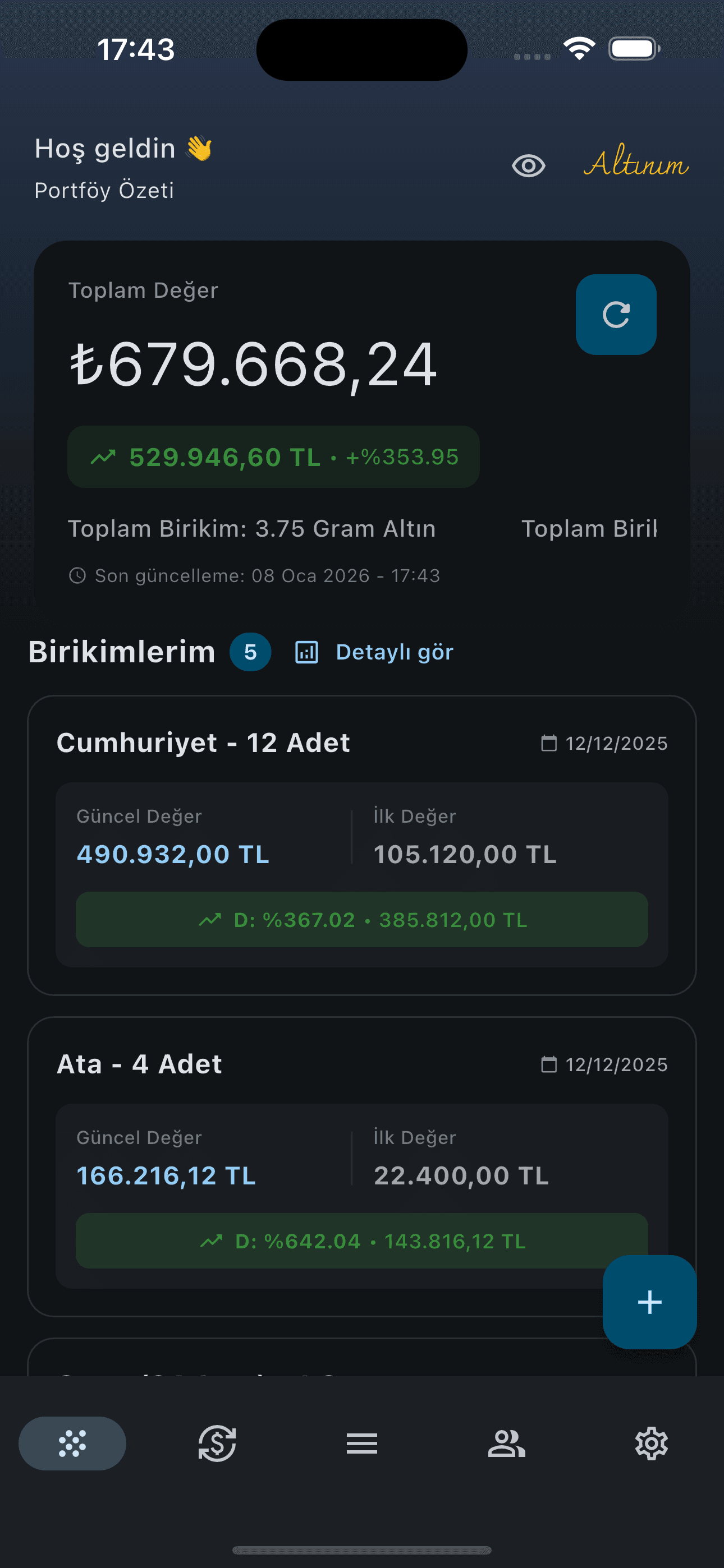 Altınım Uygulama Ekran Görüntüsü